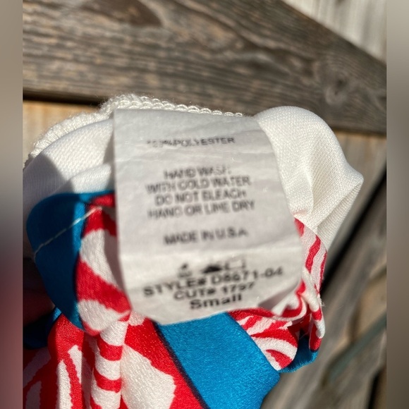 Peaches and Cream brand turquoise and coral Sundress with Spaghetti Straps - Picture 5 of 6